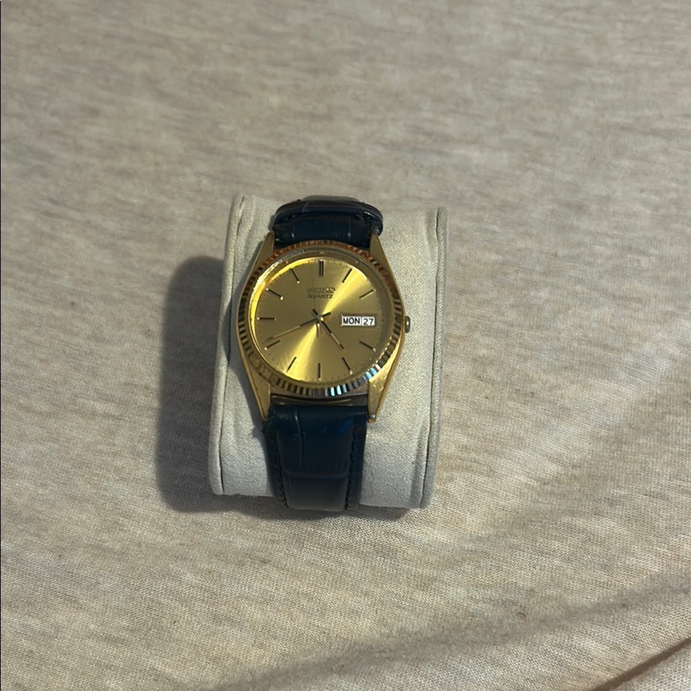 Seiko presidential Gold Watch with Blue Leather Strap